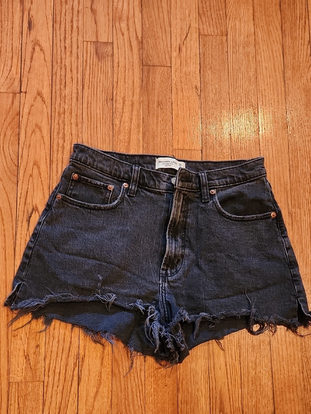 Abercrombie & Fitch Black Denim Frayed Hem Shorts